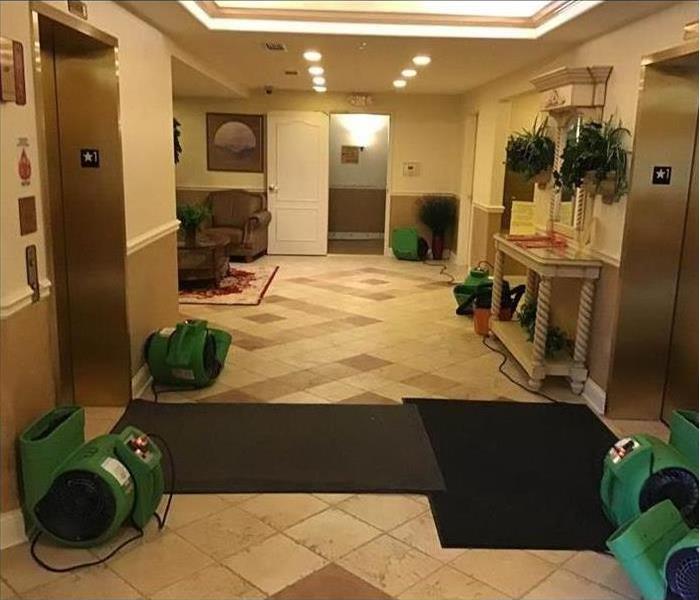 Drying equipment placed in the lobby of a hotel