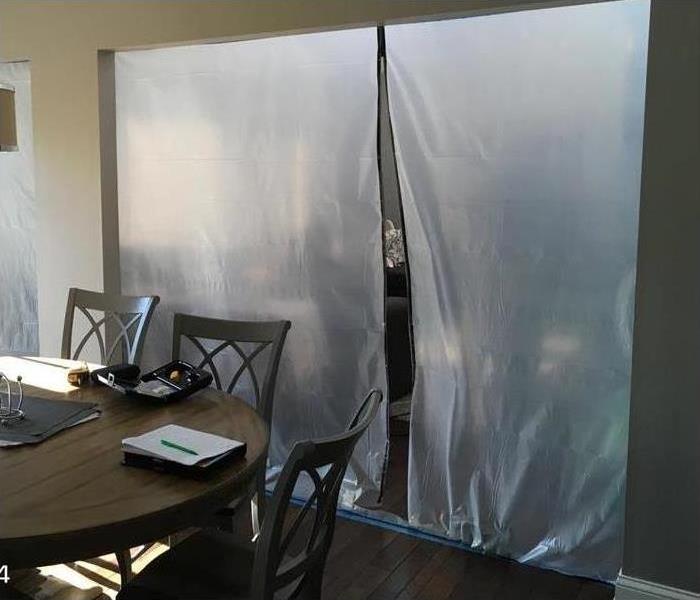 Plastic barriers placed in a home avoiding mold to spread 